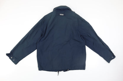 JEFF&CO Men Blue S Basic Jacket Full Zip Lined Cotton Nylon