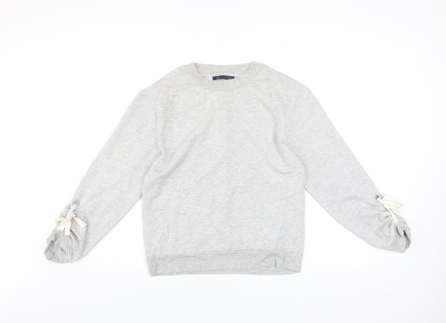Marks and Spencer Women's Grey Marl Tie Sleeve Sweatshirt UK 8