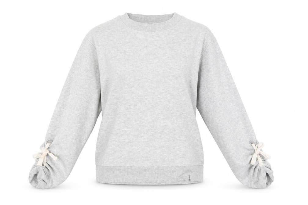 Marks & Spencer Women's Grey Marl Tie Sleeve Sweatshirt UK 8