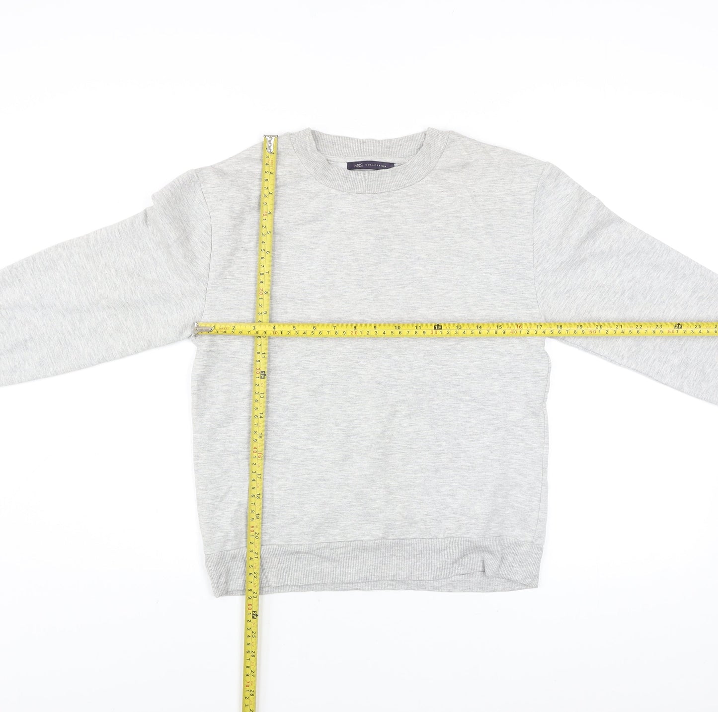 Marks and Spencer Women's Grey Marl Tie Sleeve Sweatshirt UK 8