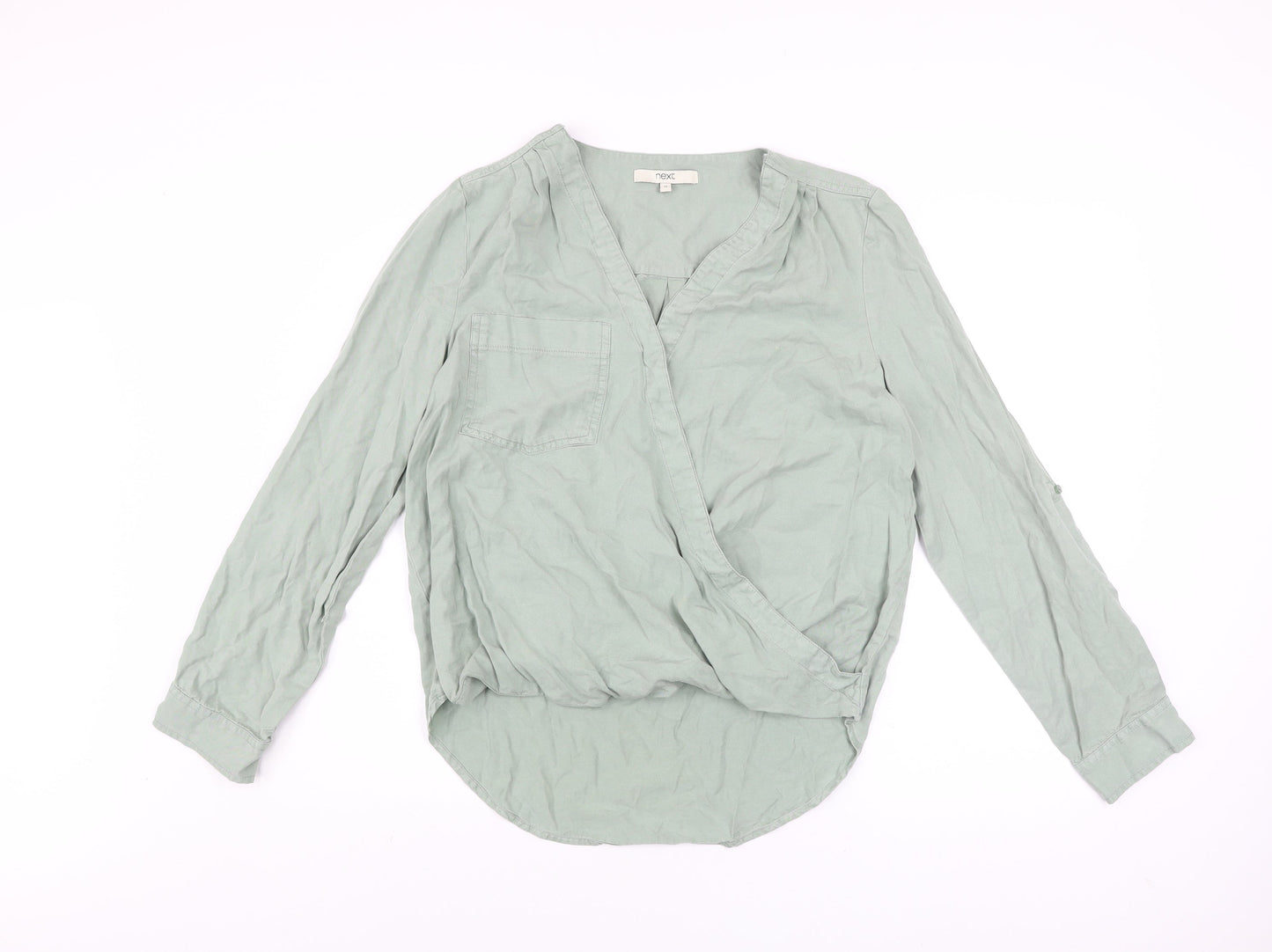 Next Women’s Green Wrap Lyocell Long Sleeve Blouse Size 12