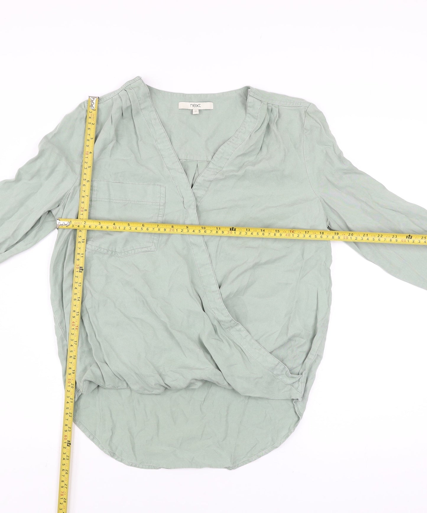 Next Women’s Green Wrap Lyocell Long Sleeve Blouse Size 12