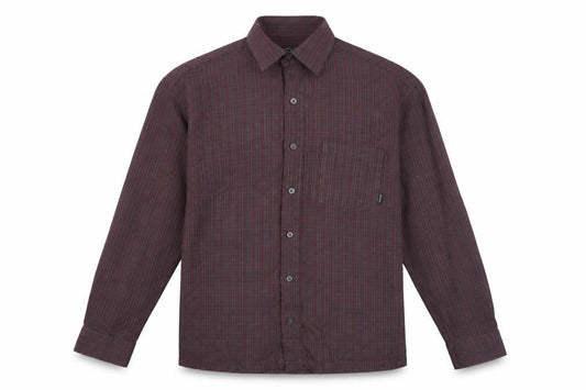 Teddy Smith Men's Brown Check Long Sleeve Button-Up Shirt Size M