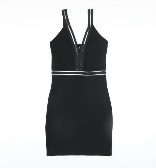 I-X London Women’s Black Size 8 Bodycon V-Neck Sleeveless Dress