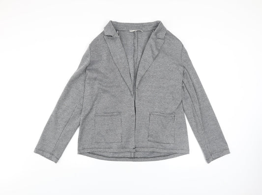 Tu Women Grey Check Stretch Blazer Size 12 Classic Workwear Jacket