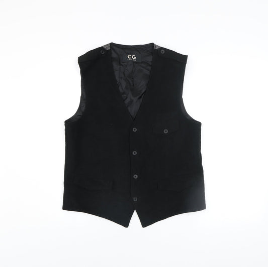 Cecil Gee Men's Black Cotton Waistcoat Medium Formal Lined
