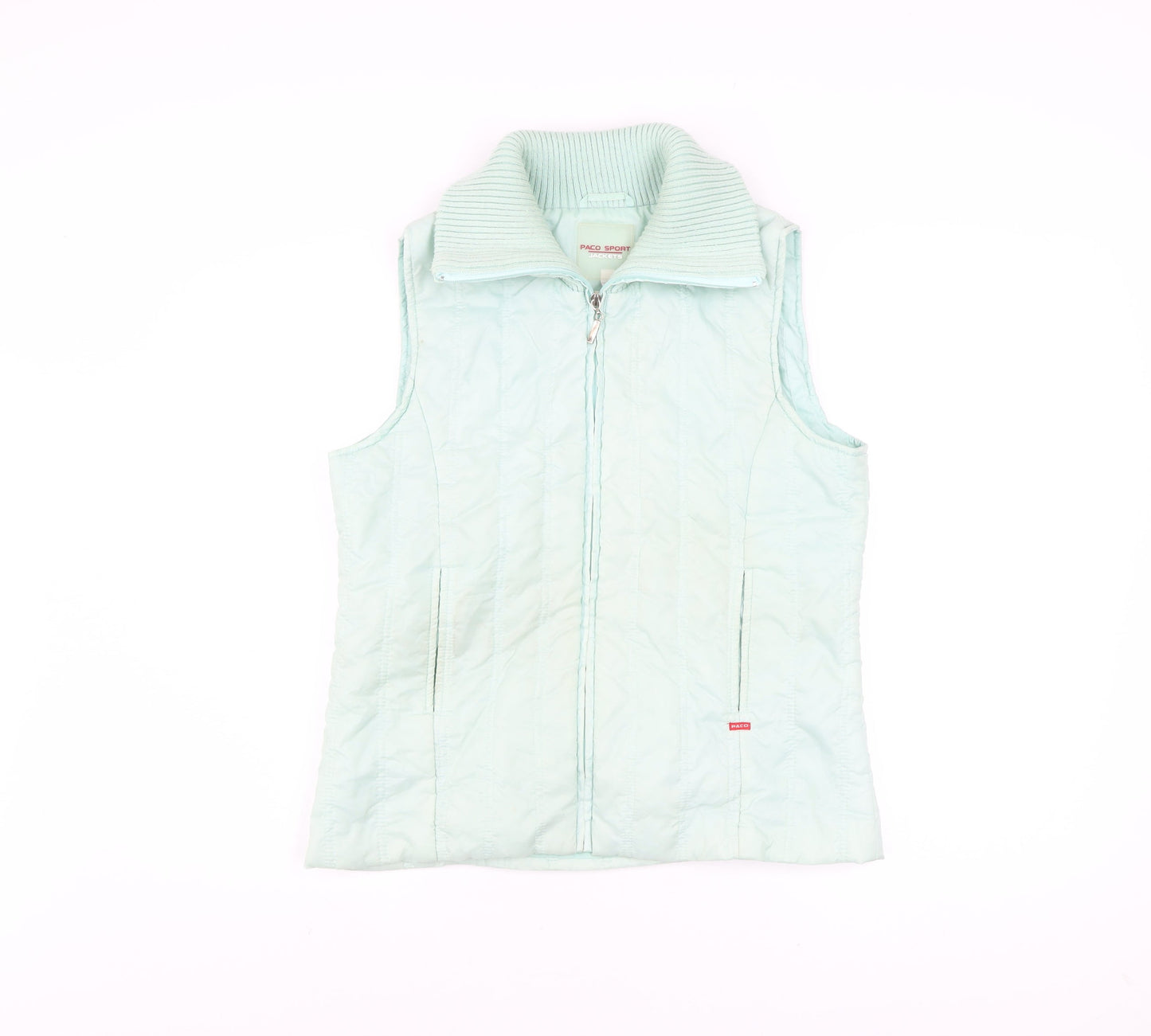 Paco Sport Women Green Quilted Sleeveless Waistcoat Size S