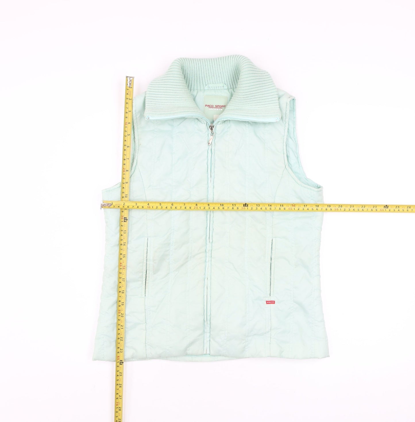 Paco Sport Women Green Quilted Sleeveless Waistcoat Size S