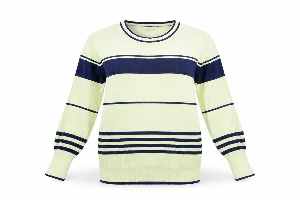 Paramour Women’s Green Striped Crew Neck Knit Jumper Size M