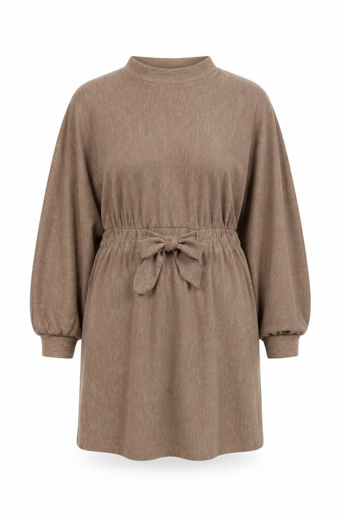 Primark Women Brown Size 14 Knit Belted Sweater Dress Long Sleeve