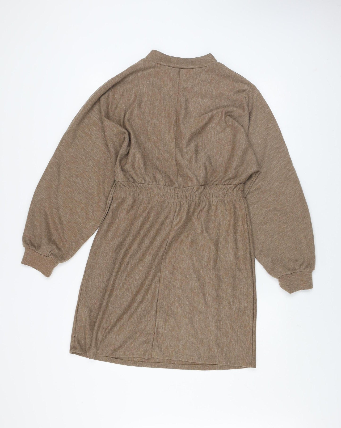 Primark Women Brown Size 14 Knit Belted Sweater Dress Long Sleeve