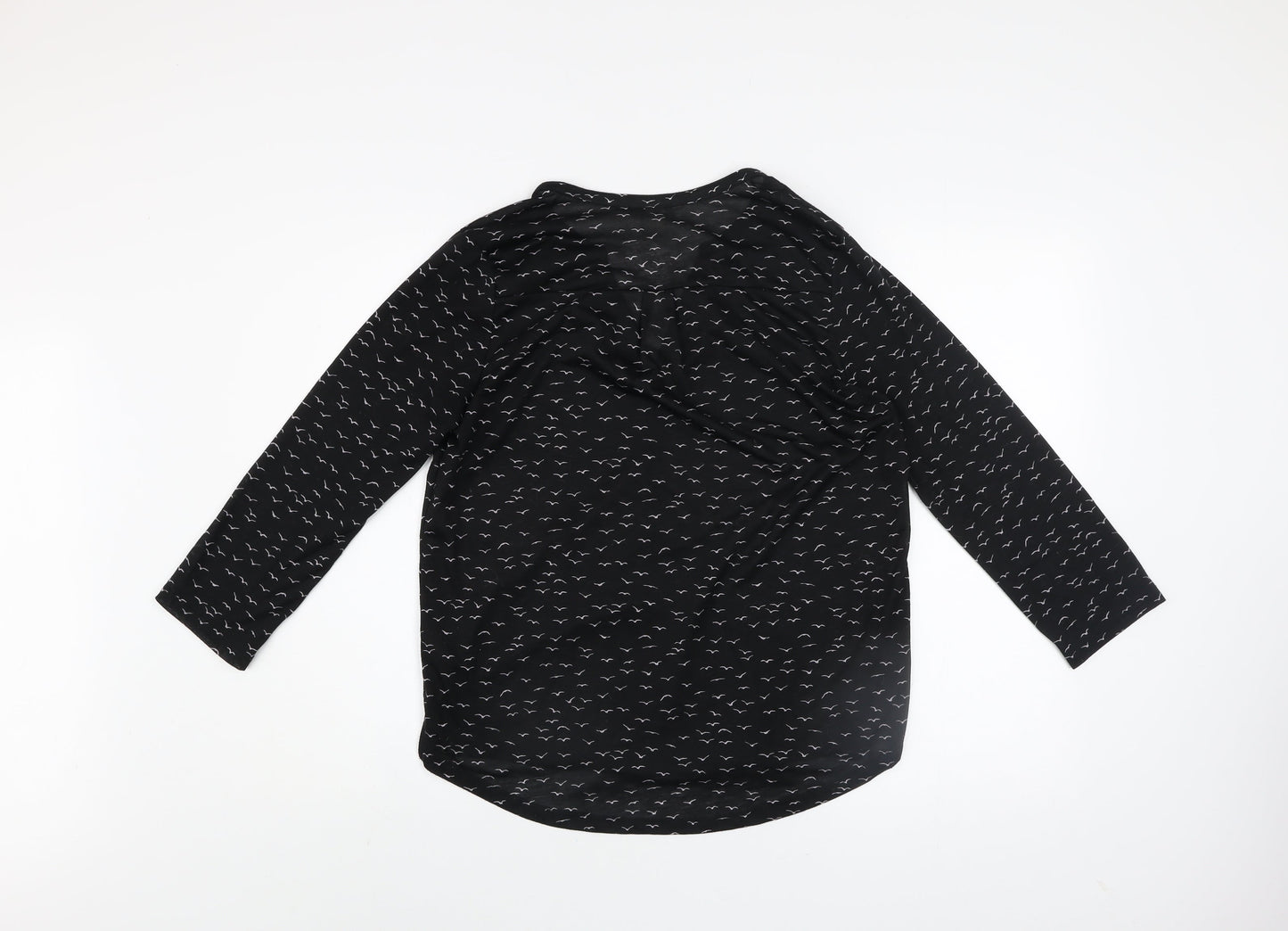 H&M Women’s Black Animal Print 3/4 Sleeve V-Neck Blouse Size 12