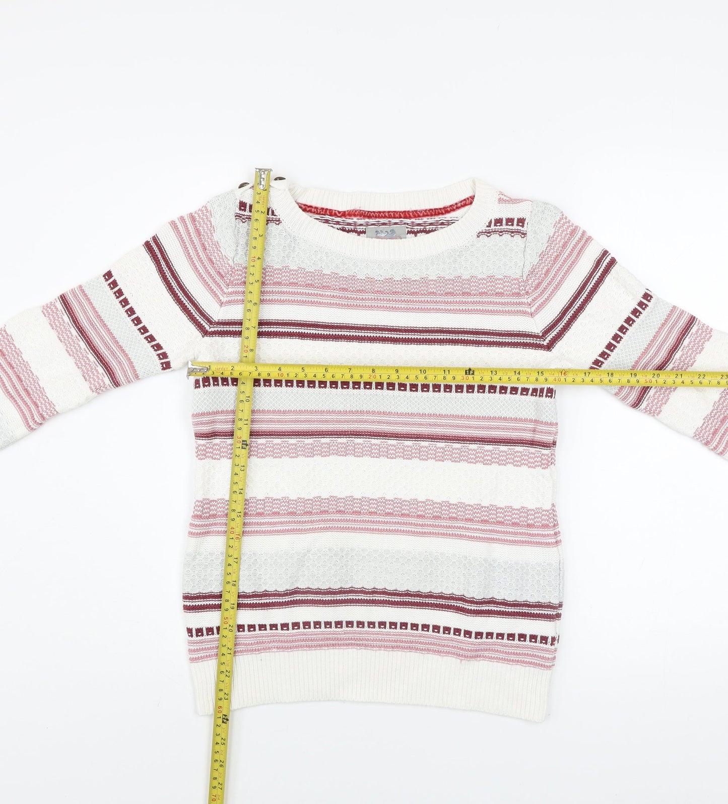 Mantaray Women’s Multicoloured Striped Cotton Jumper Size 10