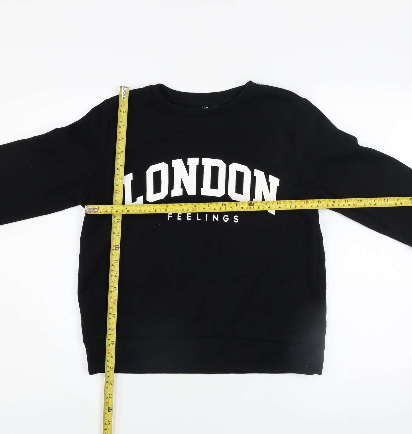 Pieces Women's Black London Graphic Pullover Sweatshirt Size S
