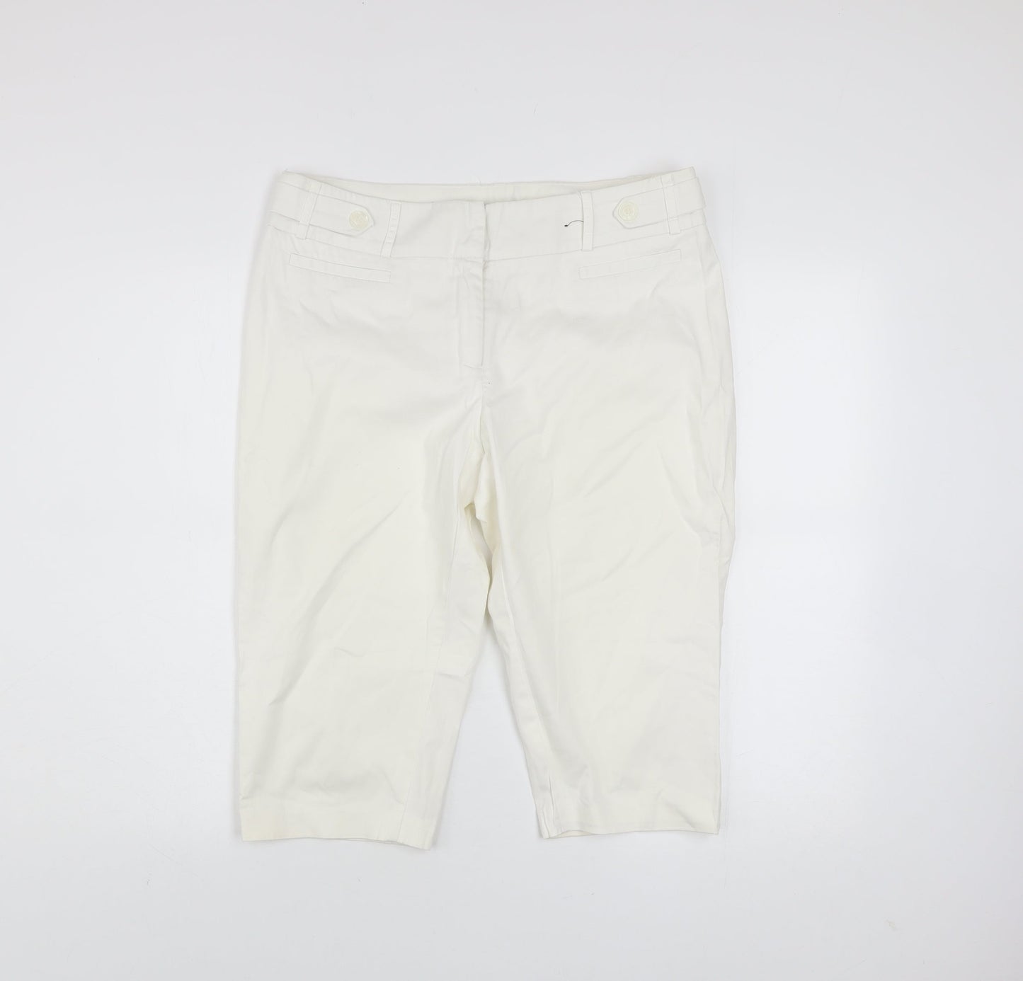 Dunnes Women Ivory Cotton Stretch Capri Trousers Size 12