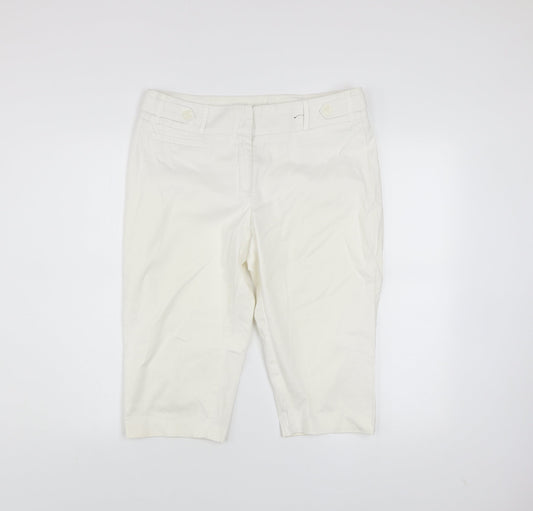 Dunnes Women Ivory Cotton Stretch Capri Trousers Size 12