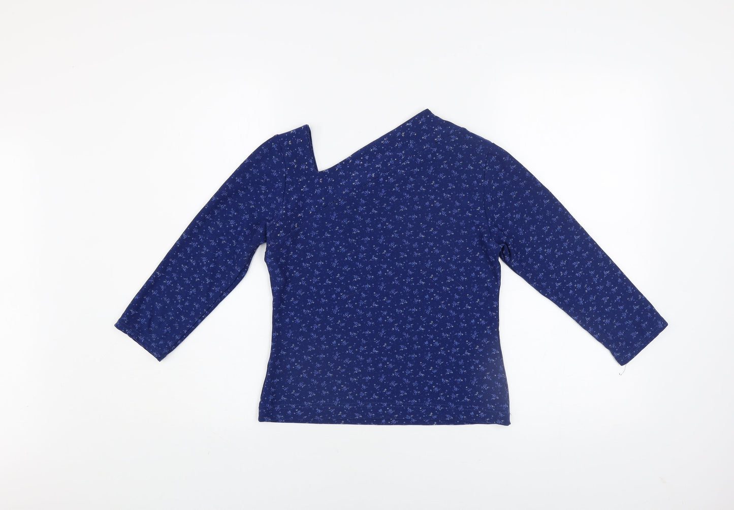 Evita Women’s Blue Floral One Shoulder Long Sleeve Top M