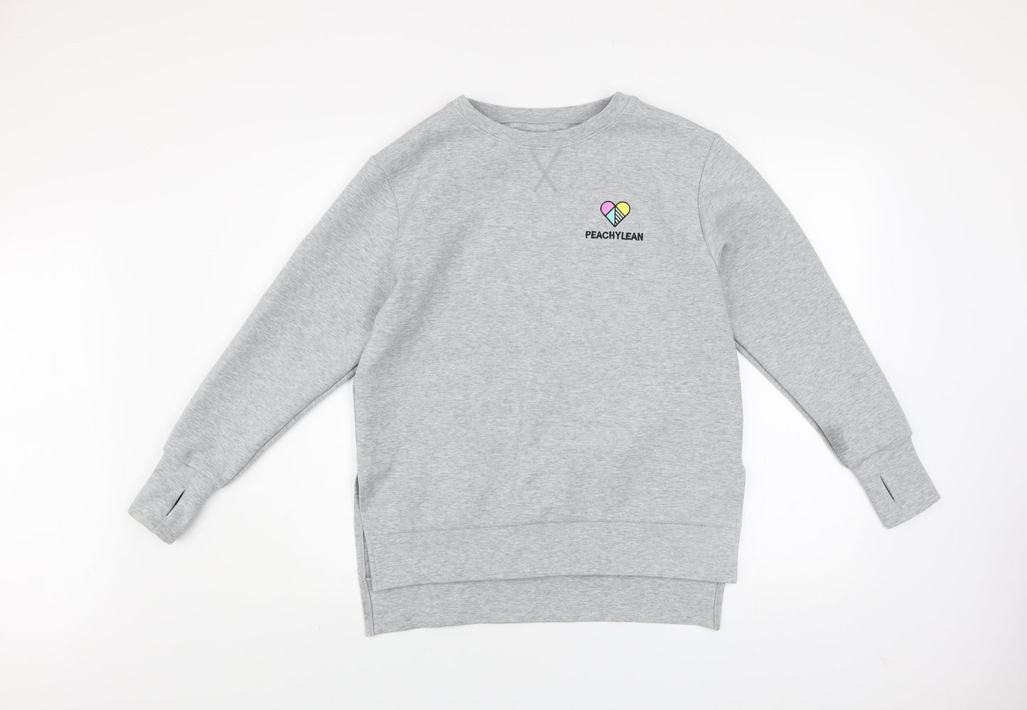 Peachylean Women Grey Pullover Sweatshirt Small Cotton Blend
