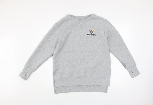 Peachylean Women Grey Pullover Sweatshirt Small Cotton Blend