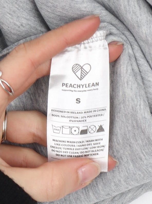 Peachylean Women Grey Pullover Sweatshirt Small Cotton Blend