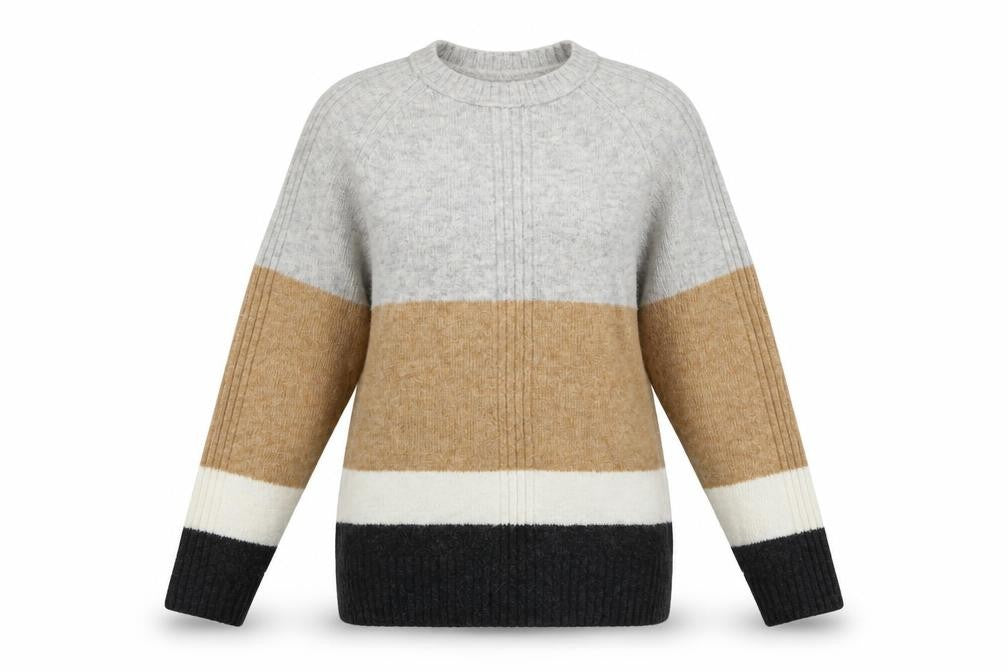 Marks & Spencer Women’s Beige Grey Colour Block Knit Jumper XS