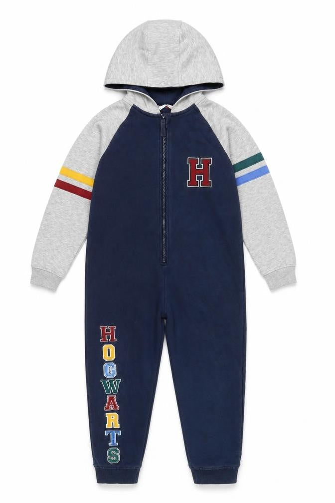 Marks & Spencer Boys Blue Harry Potter Hogwarts Hooded Onesie 8-9 Years