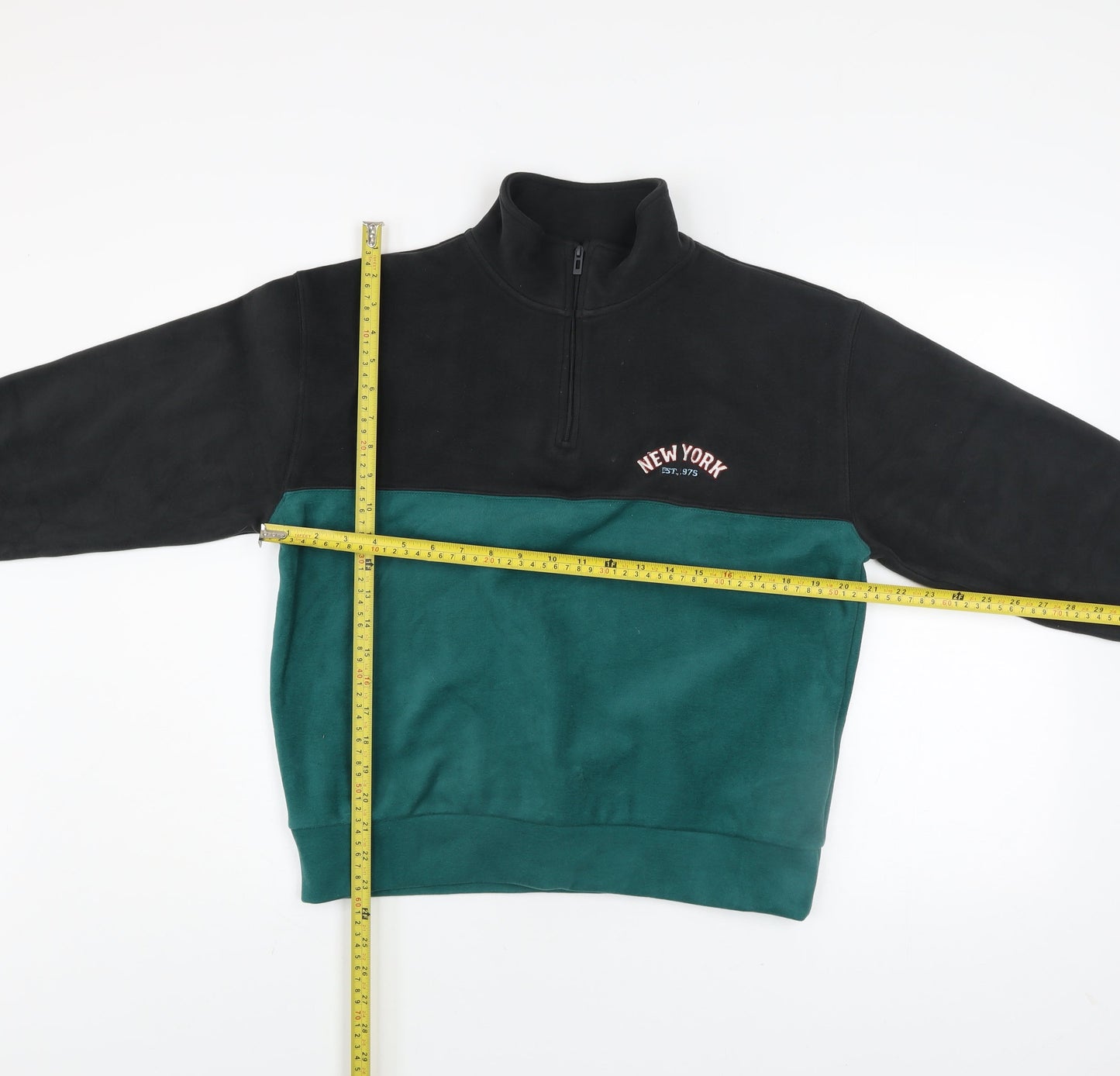 ZARA Boys Black Green 1/4 Zip Fleece Sweatshirt 11-12 Years