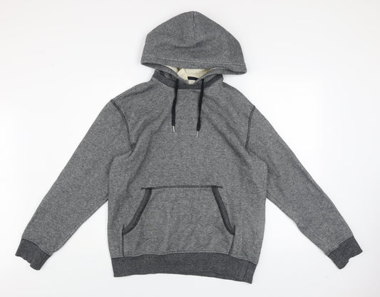 H&M L.O.G.G. Mens Grey Pullover Fleece Hoodie Size M Regular Fit