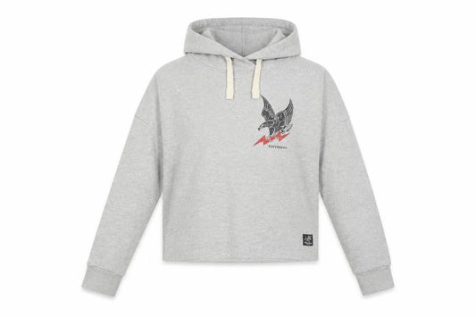 Superdry Womens Grey Hooded Pullover Hoodie UK 6 Eagle Print