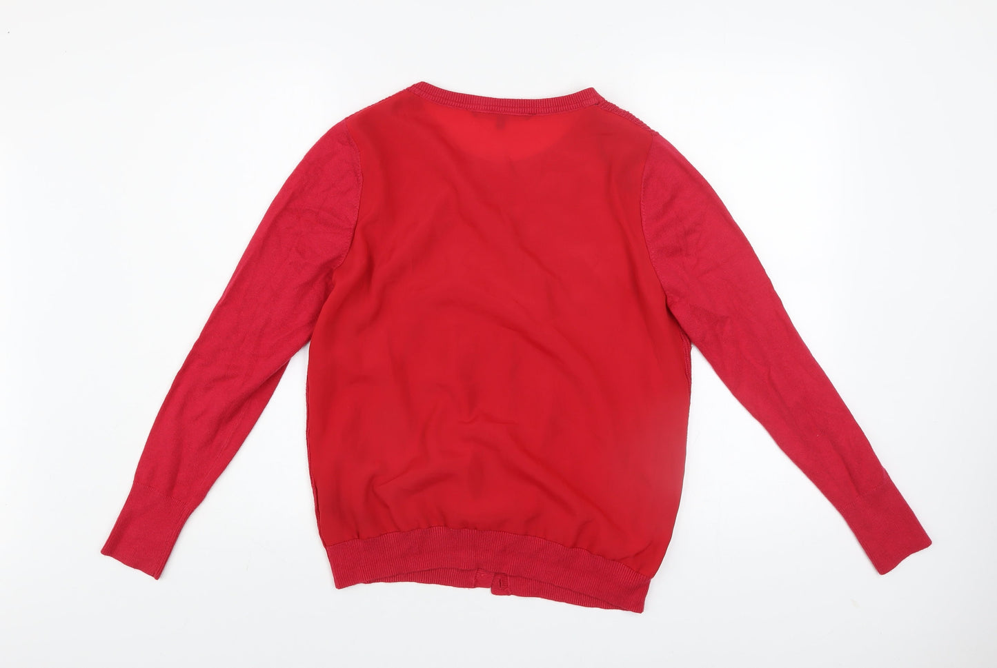Betty Jackson Black Women's Red Size 14 Crew Neck Cardigan