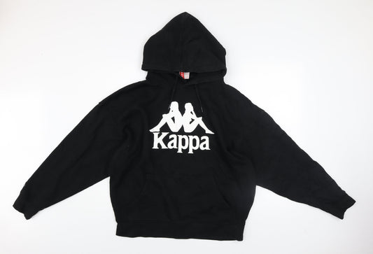 Kappa Men's Black Pullover Hoodie Medium Graphic Logo Sweatshirt