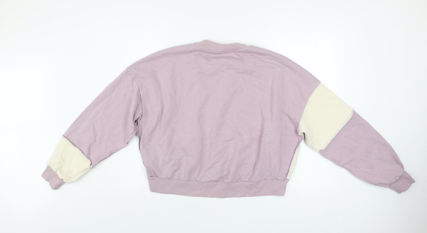 Monki Womens Purple Beige Colourblock Sweatshirt M Cotton Blend