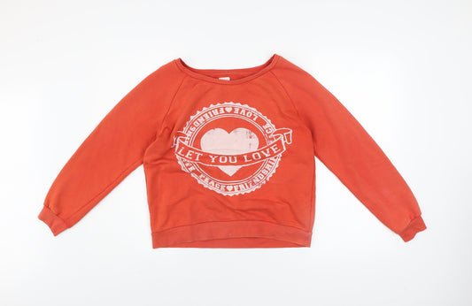 Zara Trafaluc Women’s Orange Graphic Print Pullover Sweatshirt M