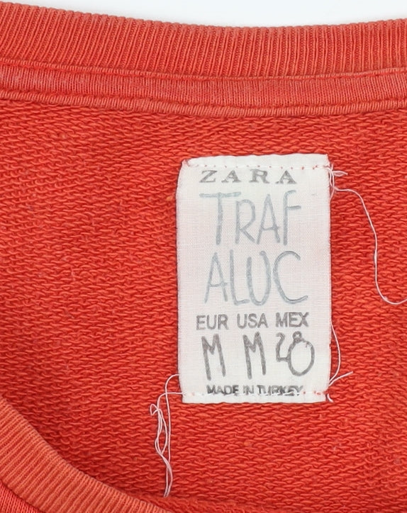 Zara Trafaluc Women’s Orange Graphic Print Pullover Sweatshirt M