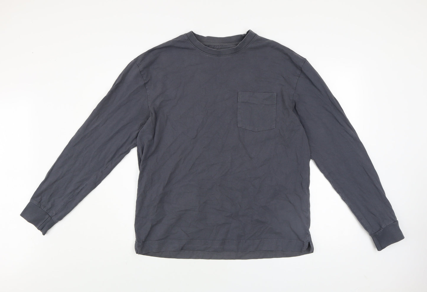 Dunnes Stores Men's Navy Long Sleeve Cotton Crew Neck Top Medium