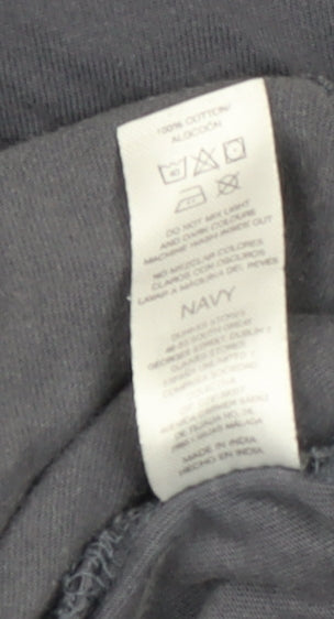 Dunnes Stores Men's Navy Long Sleeve Cotton Crew Neck Top Medium