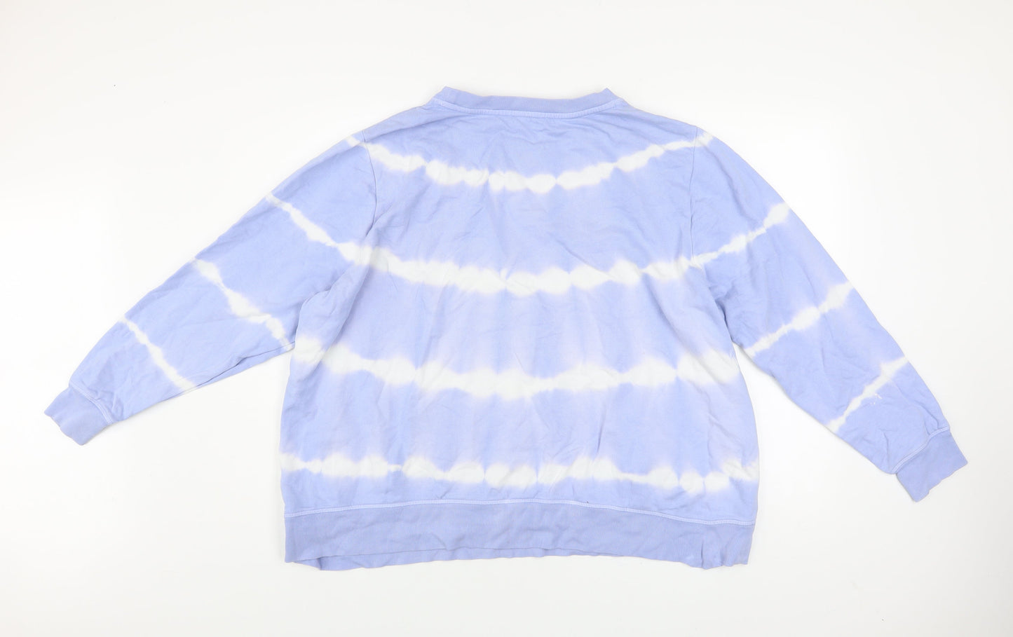 Marks and Spencer Women Blue Tie-Dye Cotton Pullover Sweatshirt Size 22