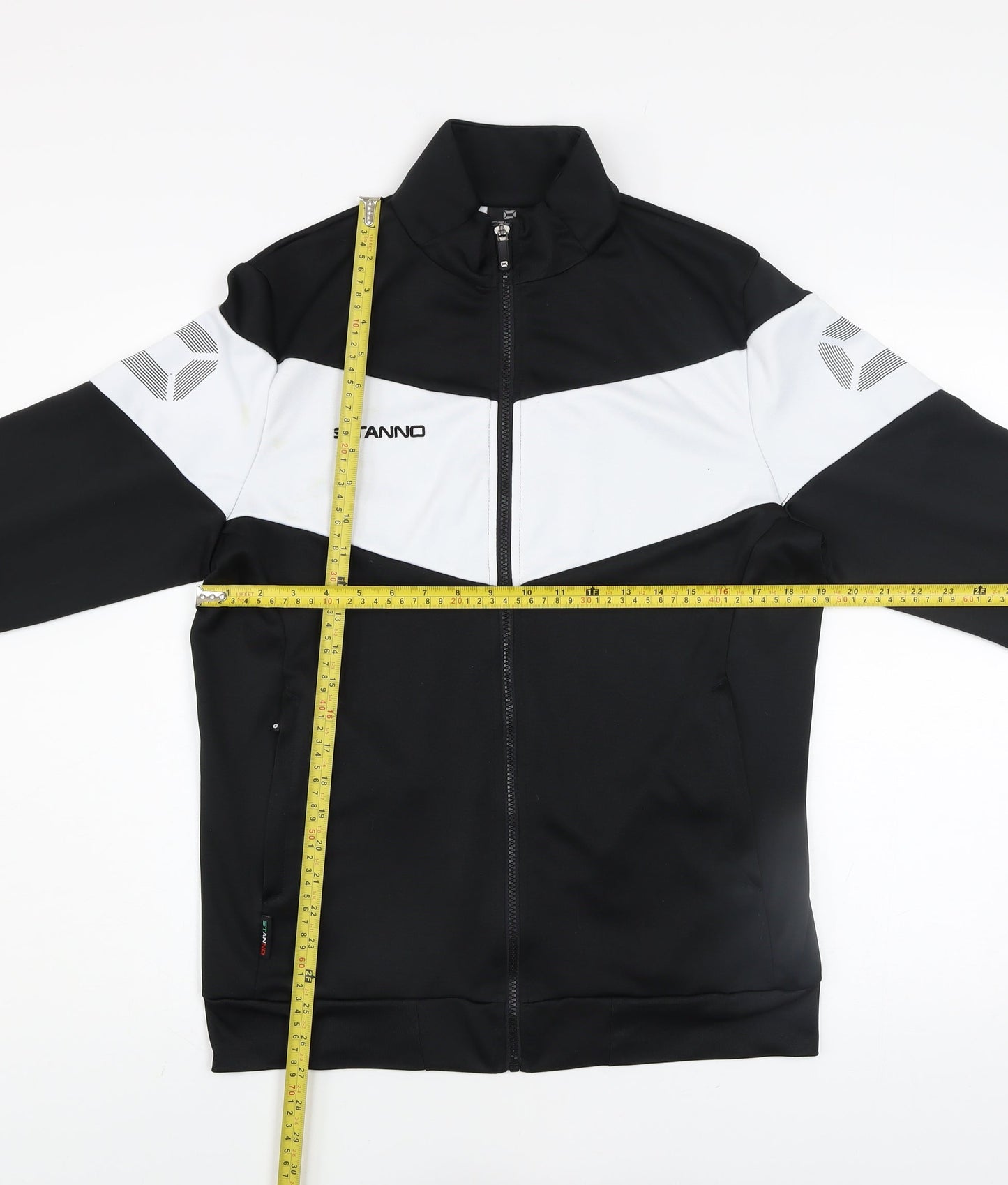 Stanno Men's Black Track Jacket Size M Colourblock Full Zip Activewear