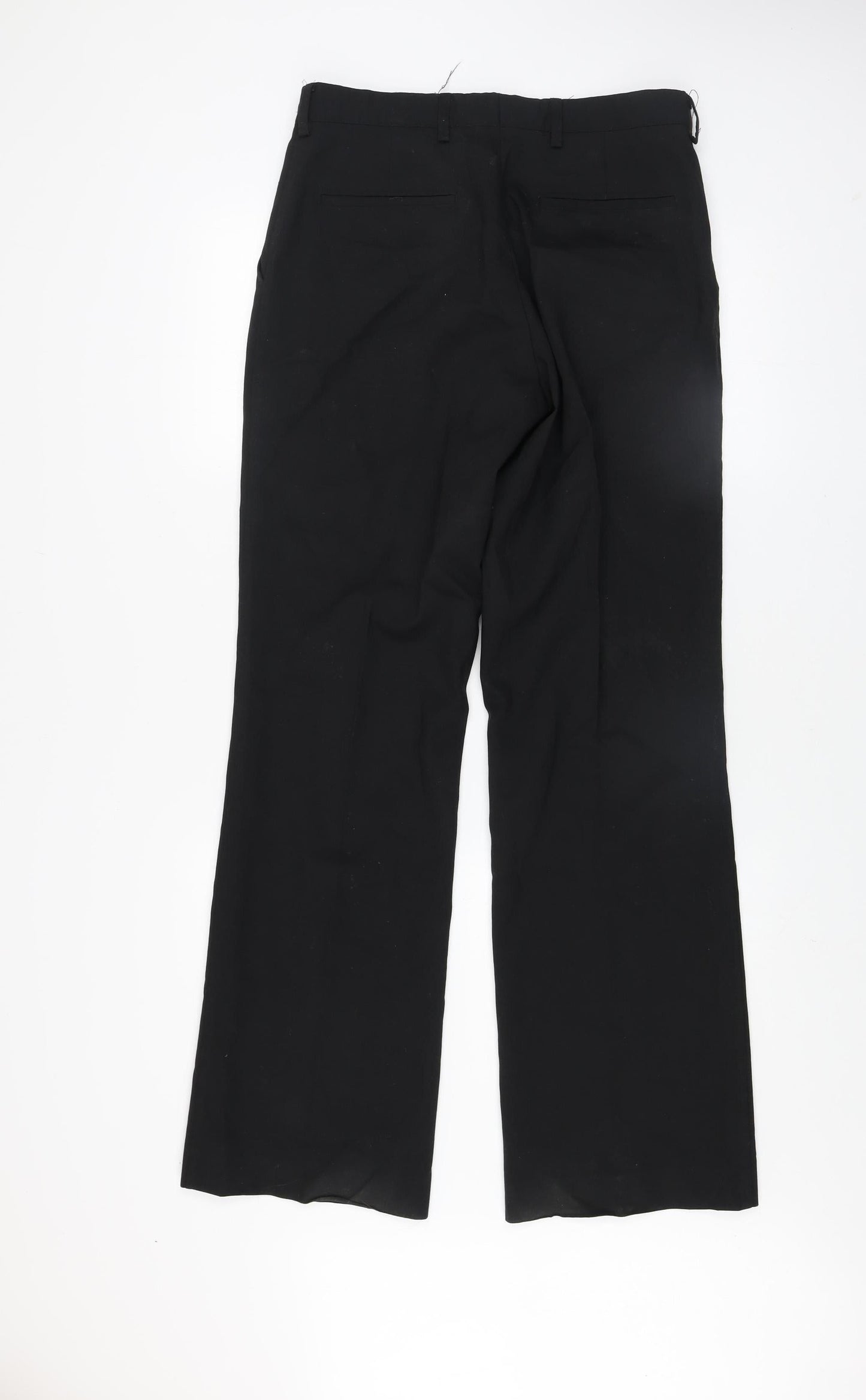 Selected Men's Black Wool Blend Regular Fit Dress Trousers 32/34
