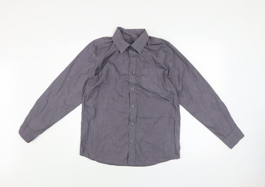 Dunnes Stores Boys Grey Long Sleeve Button-Up Shirt 13-14 Years
