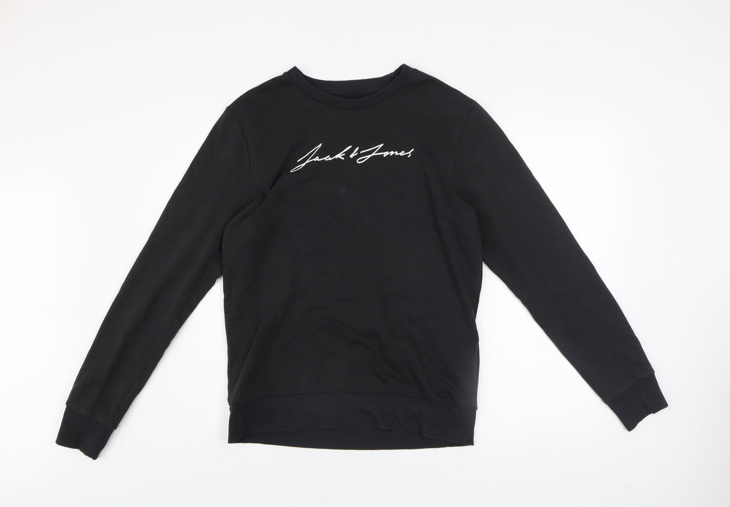 Jack & Jones Mens Black Logo Pullover Sweatshirt Size S