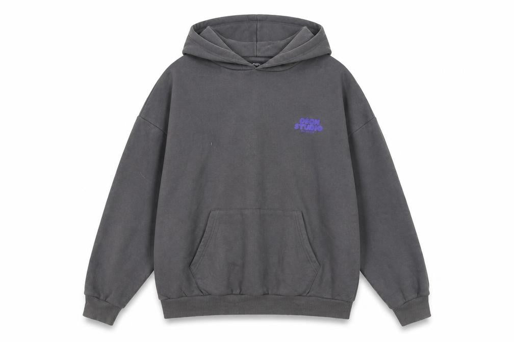 boohoo Men’s Grey Pullover Hoodie M Fleece Logo Graphic Sweatshirt