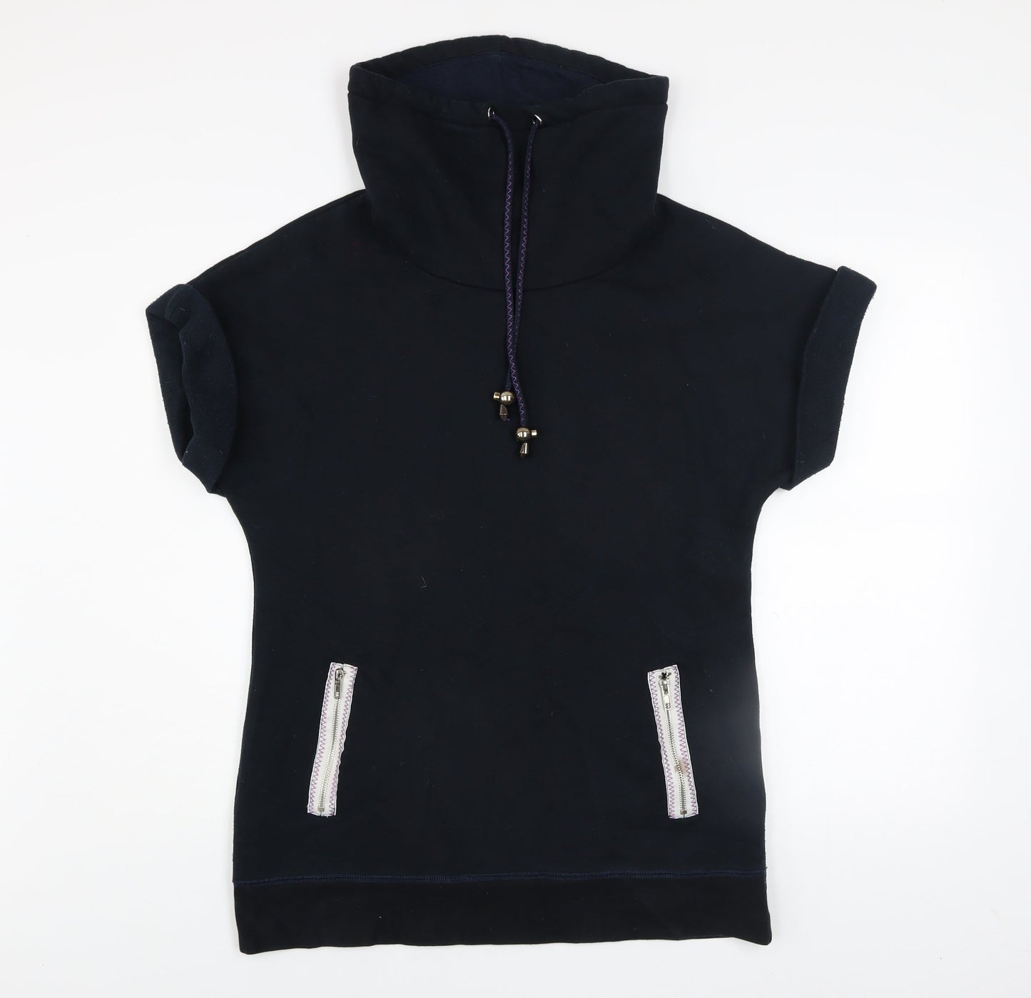 Strawberry Bay Women Black Size 12 T-Shirt Dress High Neck Zip Pockets
