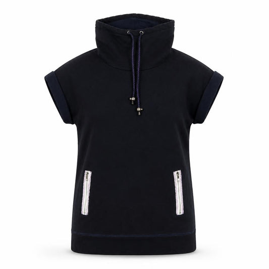 Strawberry Bay Women Black Size 12 T-Shirt Dress High Neck Zip Pockets