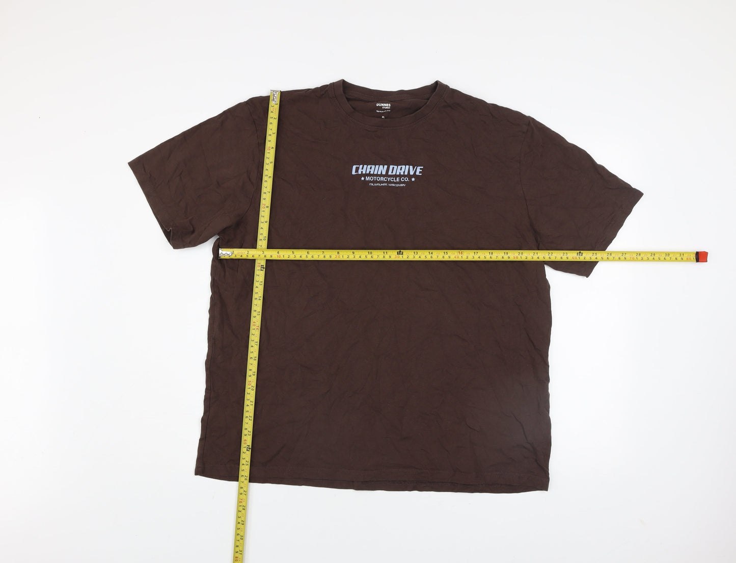 Dunnes Stores Men's Brown XL Chain Drive Motorcycle Graphic T-Shirt