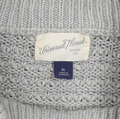 Universal Thread Women Grey XL Chunky Knit Crew Neck Jumper