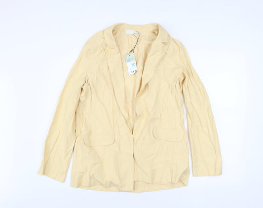 Primark Women Beige Size 10 Blazer Jacket Sustainable Viscose Blend