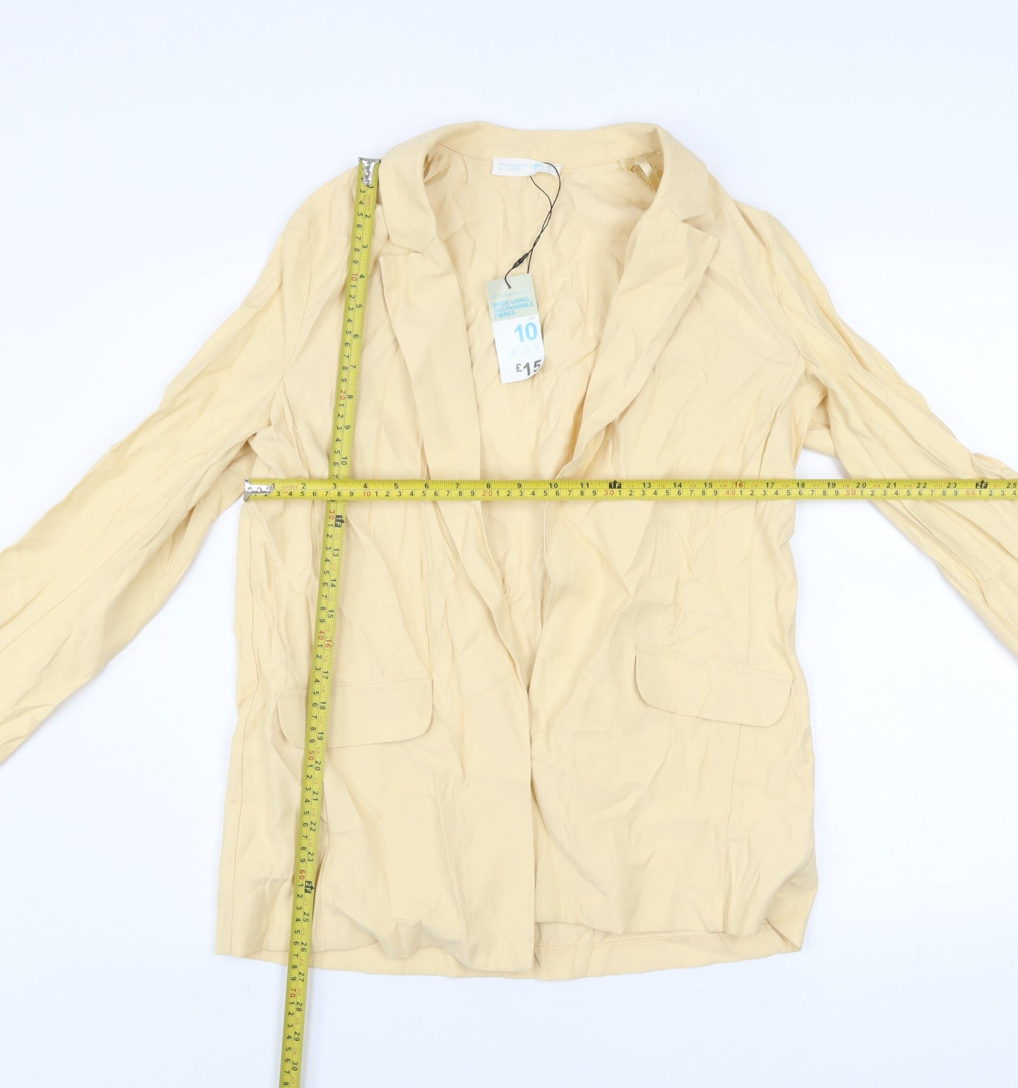 Primark Women Beige Size 10 Blazer Jacket Sustainable Viscose Blend