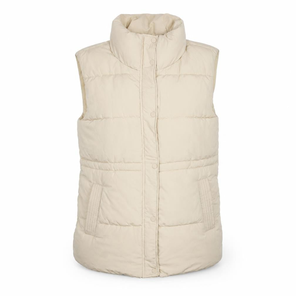 Stradivarius Women Beige Puffer Waistcoat Size 8 Lightweight Water Resistant