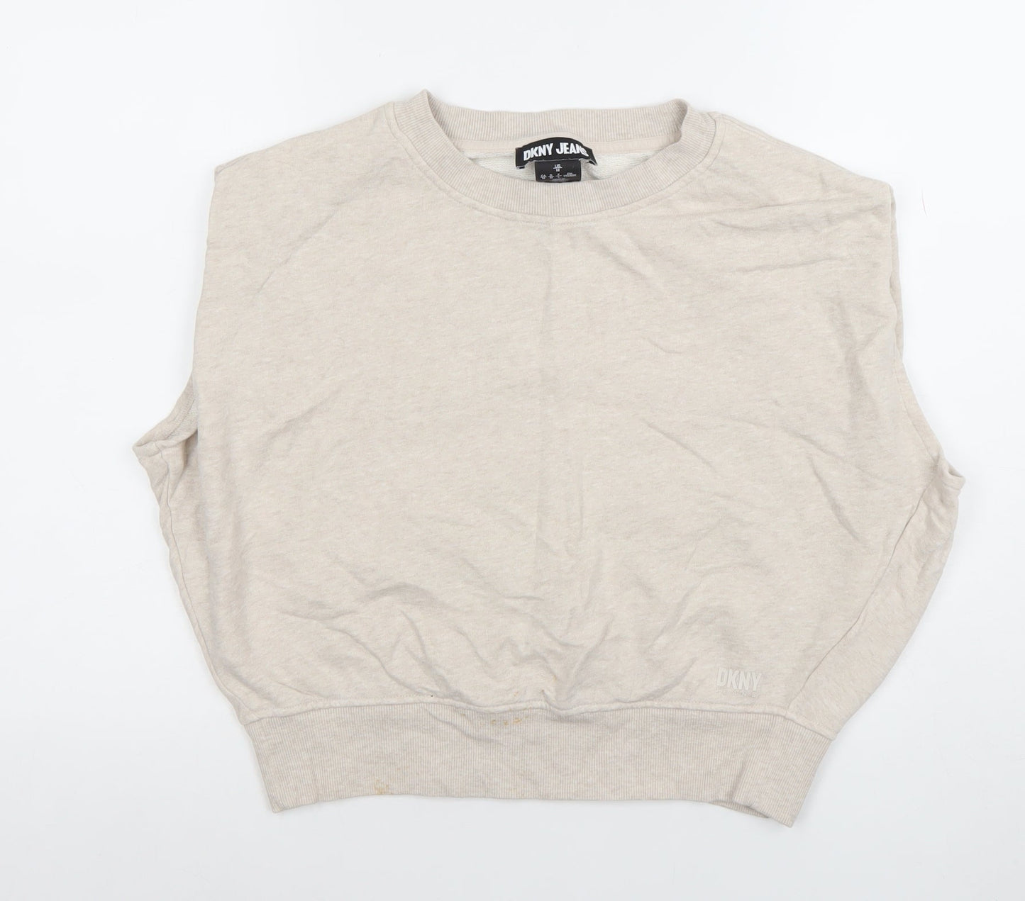 DKNY Jeans Women's Beige Sleeveless Crew Neck Cotton Top Size 12